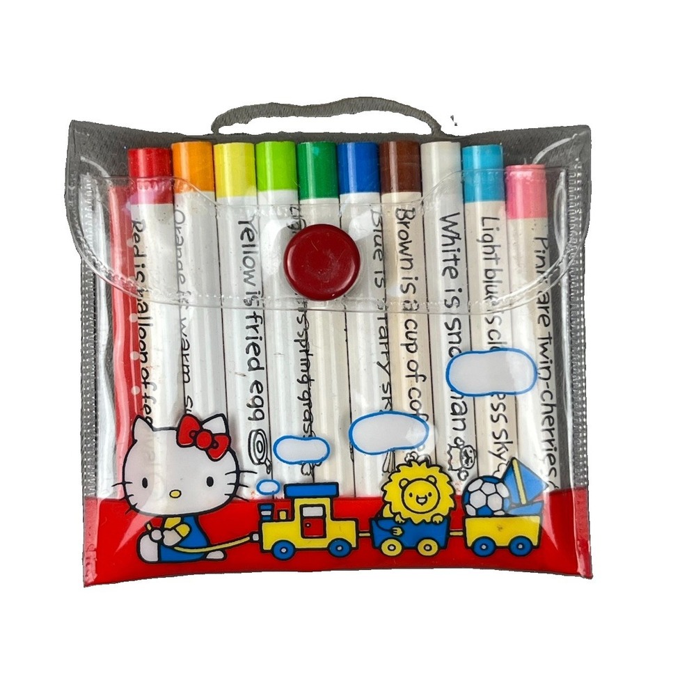 Vintage Hello Kitty Sanrio 1976 Coloring Pencil Set with Book & Case -never used